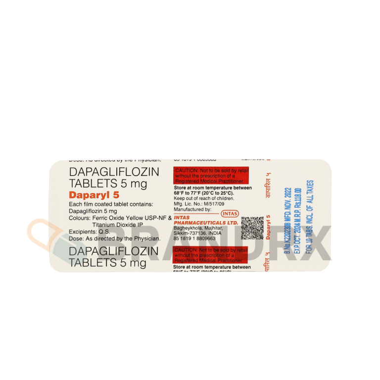 Daparyl 5 mg Intas Pharmaceuticals